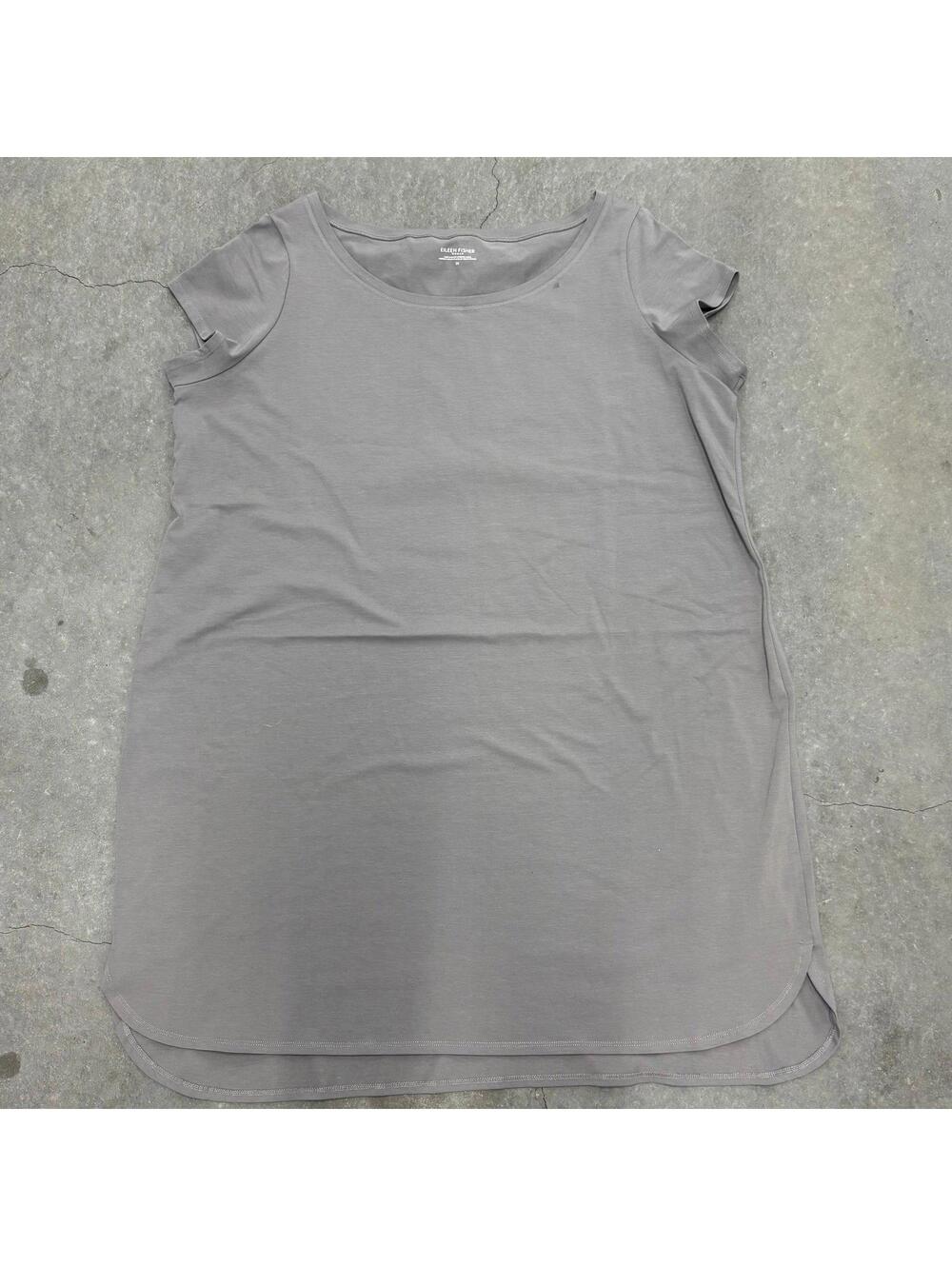 Eileen Fisher Plain Gray T Shirt Top